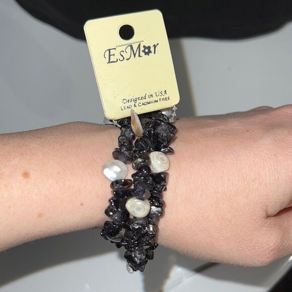 EsMor Triple Strand Chip Bead Bracelet - Lead & Cadmium Free - Picture 4 of 9